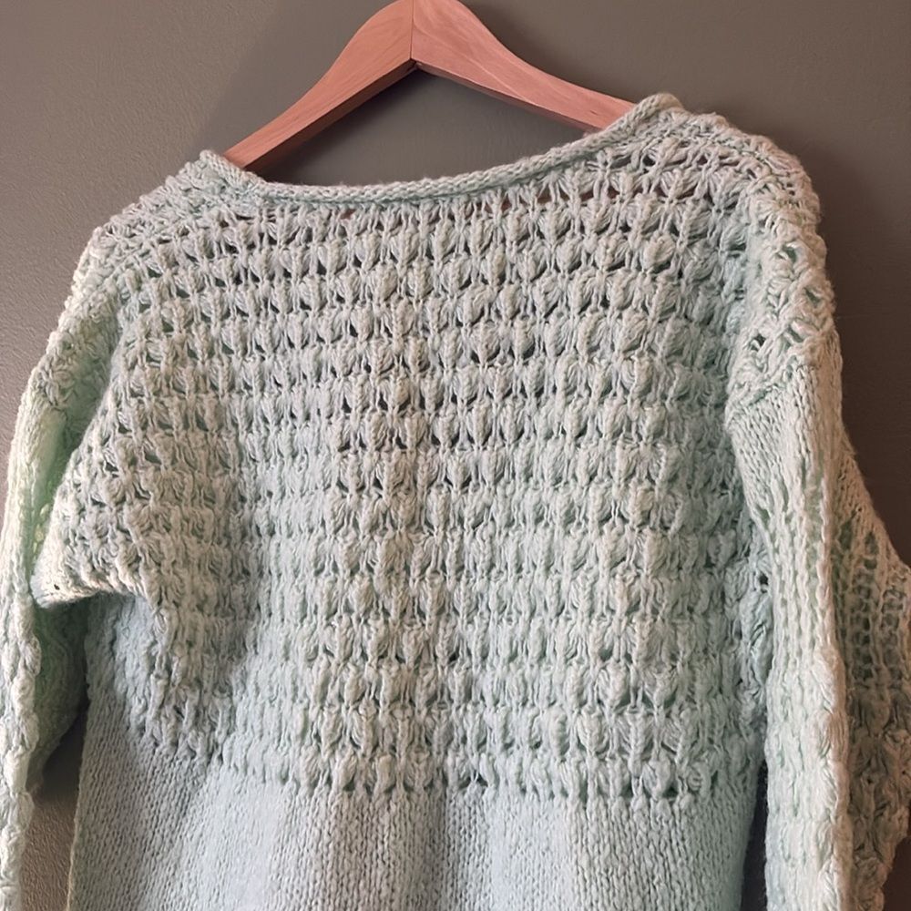 Free People Crashing Waves Pullover Sweater Oversized Wool Blend Mint Knit Sz S - Picture 7 of 8